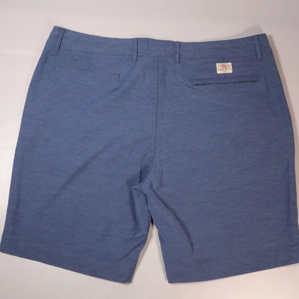 Faherty Mens Size 38 All Day Shorts Blue Zip Fly Drawstring Casual 9” Inseam